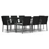 vidaXL 9 pcs conjunto de jantar p/ jardim com almofad&otilde;es vime PE e a&ccedil;o
