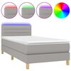 vidaXL Cama box spring c/ colch&atilde;o e LED 90x190 cm tecido cinza-claro