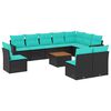 vidaXL 11 pcs conjunto sof&aacute;s de jardim c/ almofad&otilde;es vime PE preto