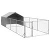 vidaXL Canil exterior para c&atilde;es com corredor 7x2x1,5 m a&ccedil;o galvanizado