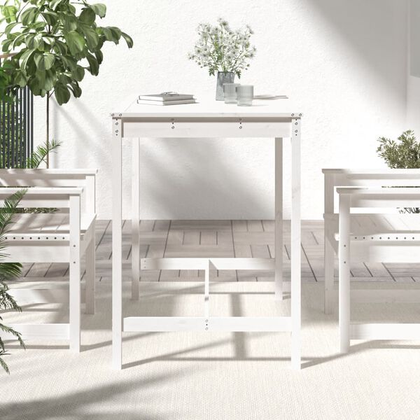 vidaXL Mesa de jardim 121x82,5x110 cm madeira de pinho maciça branco