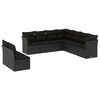 vidaXL 9 pcs conjunto de sof&aacute;s p/ jardim c/ almofad&otilde;es vime PE preto