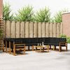 vidaXL Conjunto de Sof&aacute;s para Exterior 11 pcs Natural e Preto