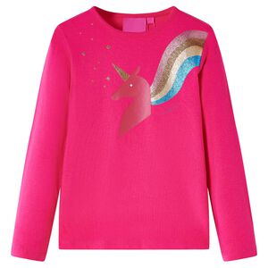 vidaXL T-shirt de manga comprida para crian&ccedil;a rosa-choque 92