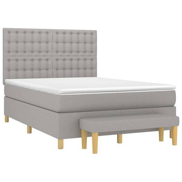 vidaXL Cama com molas/colch&atilde;o 140x190 cm tecido cinzento-claro