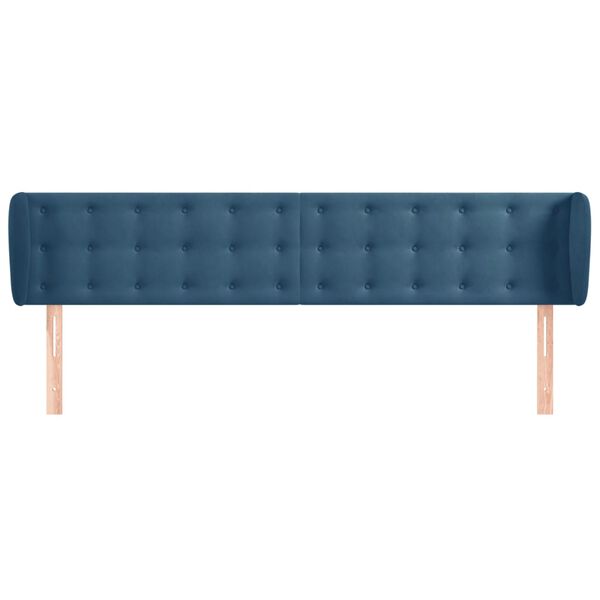 vidaXL Cabeceira de cama c/ abas veludo 163x23x78/88cm azul-escuro