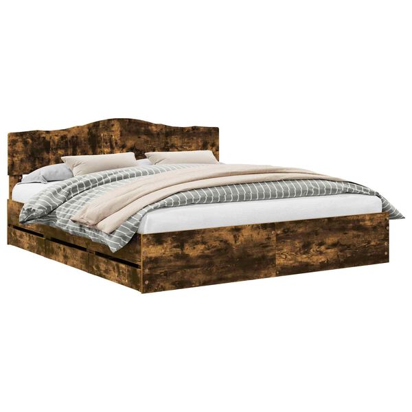 vidaXL Estrutura da Cama com gaveta Carvalho Defumado 180 x 200 cm