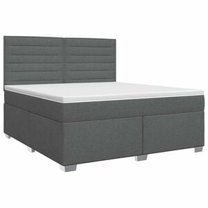 vidaXL Cama box spring com colch&atilde;o Cinzento-Escuro 140 x 190 cm Tecido