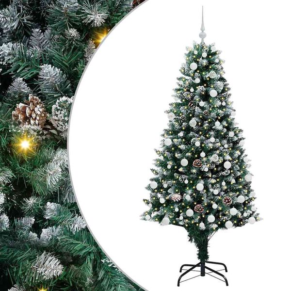 vidaXL &Aacute;rvore de Natal Artificial Verde 180 cm PVC, A&ccedil;o e Pl&aacute;stico