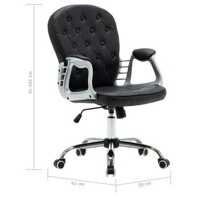 vidaXL Cadeira de escritório giratória em couro artificial preto