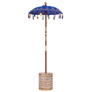 vidaXL Parasol Balinês com Base Azul 95 x 95 x 260 cm
