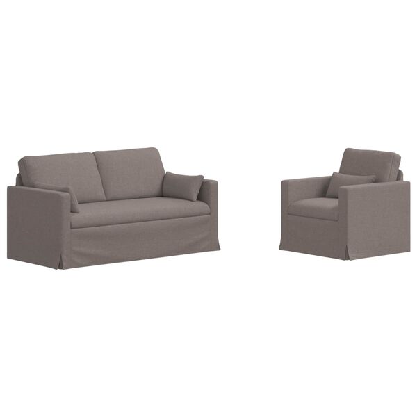 vidaXL Sof&aacute; 2 pcs Cinzento-acastanhado 158 x 78 x 80 cm tecido