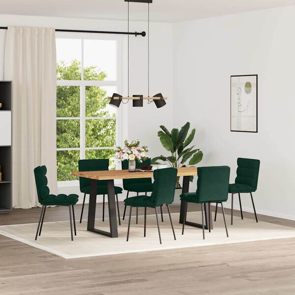 vidaXL Cadeiras de jantar 6 pcs veludo verde-escuro