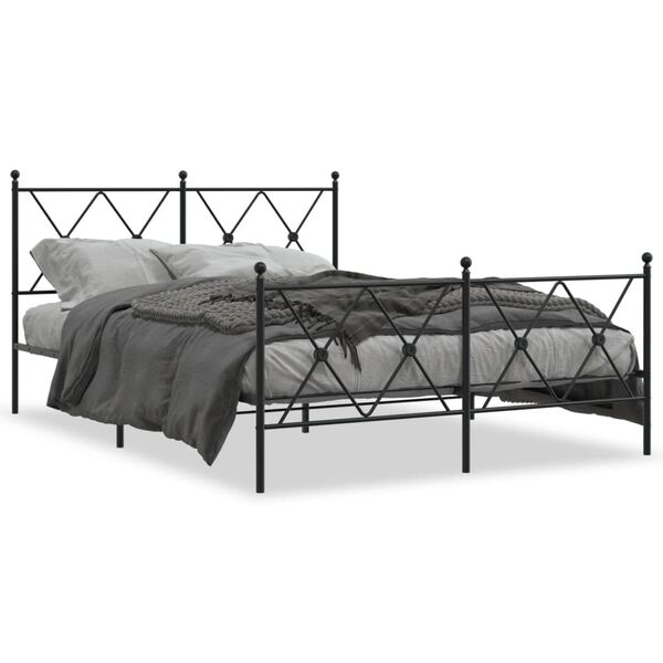 vidaXL Estrutura de cama com cabeceira e p&eacute;s 140x200 cm metal preto