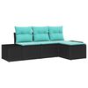vidaXL Conjunto de Sof&aacute; de Jardim 4 unid. Preto e Turquesa vime PE