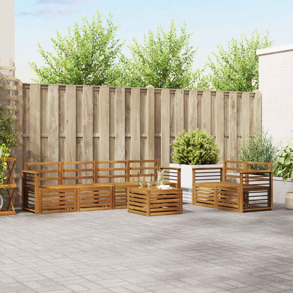 vidaXL Conjuntos de sof&aacute;s 7 pcs Natural Madeira S&oacute;lida de Ac&aacute;cia