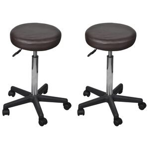 vidaXL Bancos de escrit&oacute;rio 2 pcs 35,5x84 cm couro artificial castanho