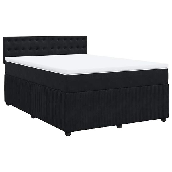vidaXL Cama com molas/colchão 140x190 cm veludo preto