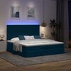 vidaXL Cama otomana com colch&otilde;es/LEDs 200x200 cm veludo azul-escuro