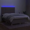 vidaXL Cama box spring colch&atilde;o/LED 140x190cm tecido cinza-acastanhado