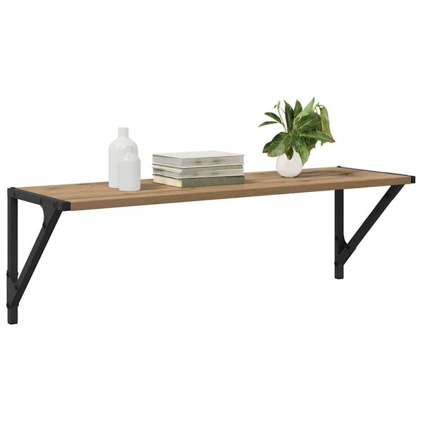 vidaXL Prateleiras de Parede com prateleira 2 pcs Carvalho Artesanal