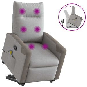 vidaXL Poltrona elevat&oacute;ria de massagens tecido cinzento-nublado