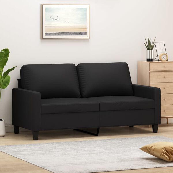 vidaXL Sof&aacute; de 2 lugares 140 cm couro artificial preto