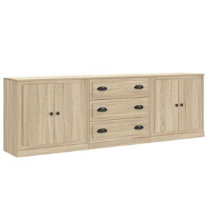 vidaXL Aparadores 3 pcs derivados de madeira cor carvalho sonoma