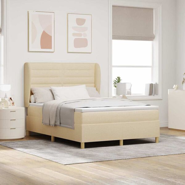 vidaXL Cama Box Springs com Colch&atilde;o Cinza Escuro 90x190 cm Creme