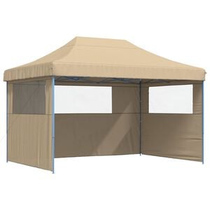 vidaXL Tenda para festas pop-up dobr&aacute;vel com 3 paredes laterais bege