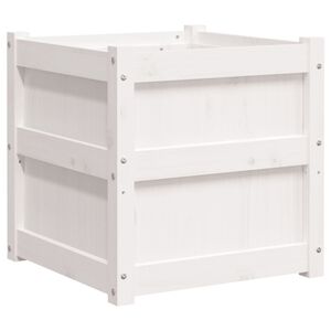 vidaXL Vaso/floreira de jardim 50x50x50 cm pinho maci&ccedil;o branco
