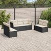 vidaXL 7 pcs conjunto de sof&aacute;s p/ jardim c/ almofad&otilde;es vime PE preto