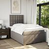vidaXL Cama boxspring c/ colch&atilde;o 120x190cm tecido castanho-acinzentado