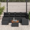 vidaXL Conjunto de Sof&aacute; de Jardim 7 pcs Preto vime PE