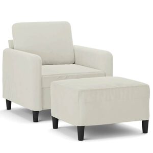 vidaXL Poltrona com apoio de p&eacute;s 60 cm veludo cor creme