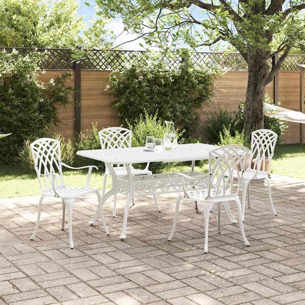 vidaXL Conjunto de Jantar para Jardim 5 pcs Branco Alum&iacute;nio