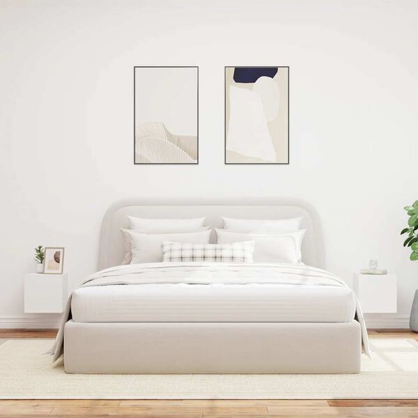 vidaXL M&oacute;veis de parede p/ TV com luzes LED 2 pcs 30,5x35x30 cm branco