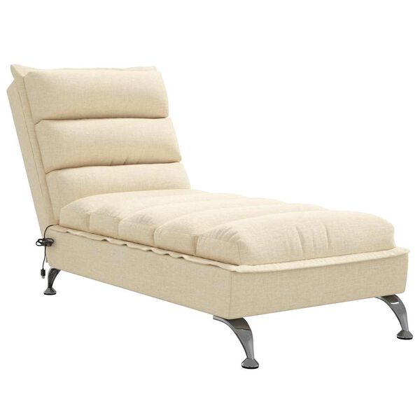 vidaXL Chaise lounge de massagem com almofad&otilde;es tecido creme