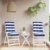 vidaXL Almofad&otilde;es cadeira encosto baixo 2pcs tecido oxford azul/branco