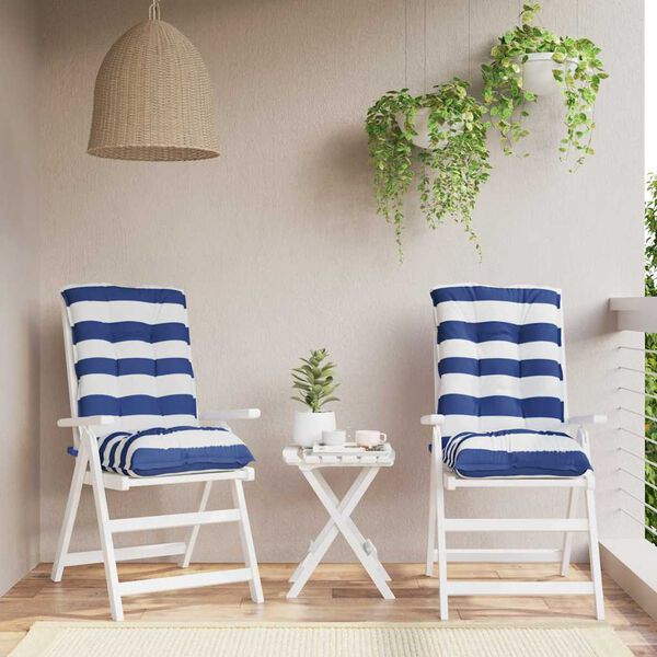 vidaXL Almofad&otilde;es cadeira encosto baixo 2pcs tecido oxford azul/branco