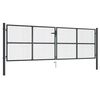 vidaXL Port&atilde;o de jardim em tela de a&ccedil;o galvanizado 400x125 cm cinza