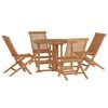 vidaXL 5 pcs conjunto jantar dobr&aacute;vel p/ exterior madeira teca maci&ccedil;a