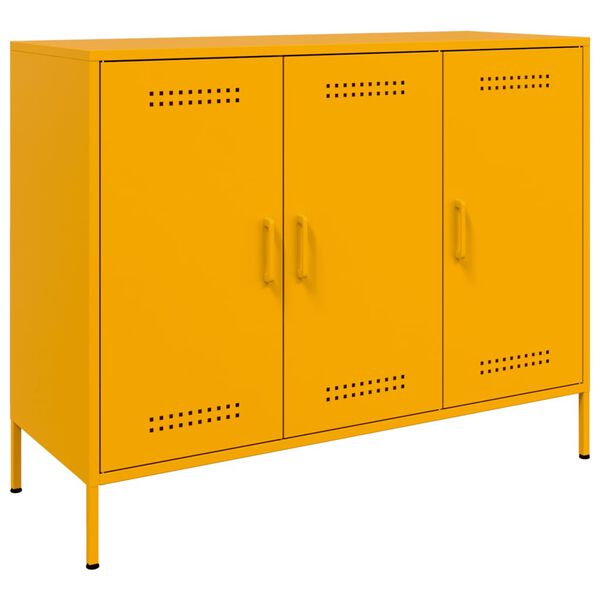 vidaXL Aparador 100,5x39x79 cm a&ccedil;o amarelo mostarda