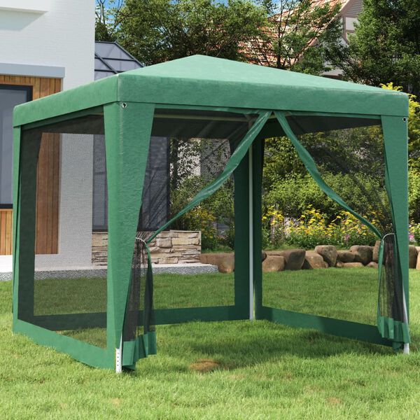 vidaXL Tenda festas c/ 4 paredes laterais em rede 2,5x2,5 m PEAD verde