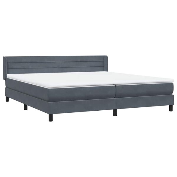 vidaXL Cama com molas/colch&atilde;o 180x210 cm veludo cinzento-escuro