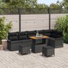 vidaXL Conjunto de Sof&aacute; de Jardim com almofada 9 pcs Preto vime PE