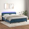 vidaXL Cama box spring c/ colch&atilde;o/LED 180x200 cm veludo azul-escuro