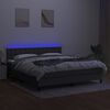 vidaXL Cama box spring c/ colch&atilde;o e LED 160x200 cm tecido cinza-escuro