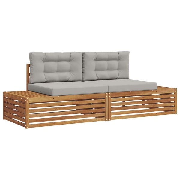 vidaXL Conjunto de Sof&aacute;s para Exterior 2 Pe&ccedil;a Cinza Natural e Claro
