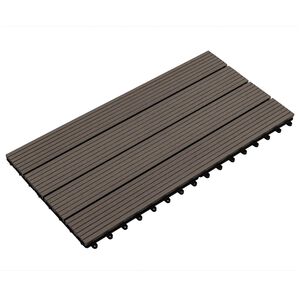 vidaXL Telha de Deck 6 unid. Marrom Escuro 60 x 30 cm WPC